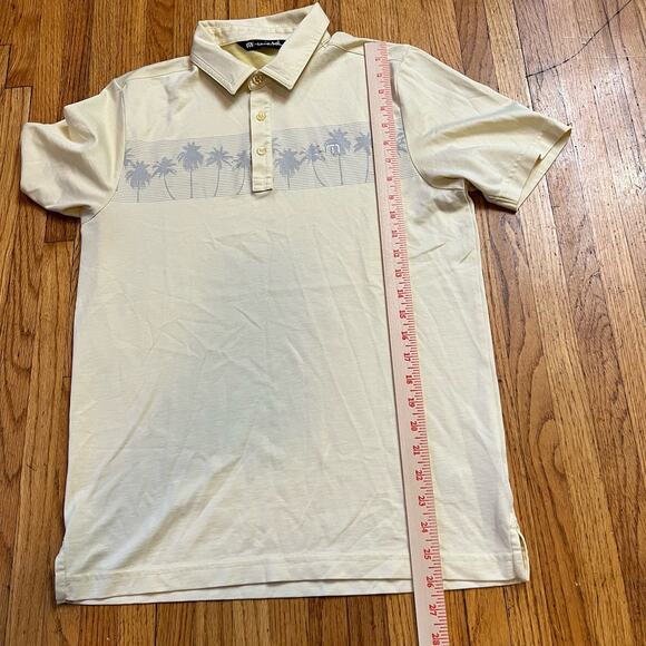 Travis Mathew Polo Shirt Mens Small Hawaiian Tree Yellow Golf Pima - Picture 8 of 8